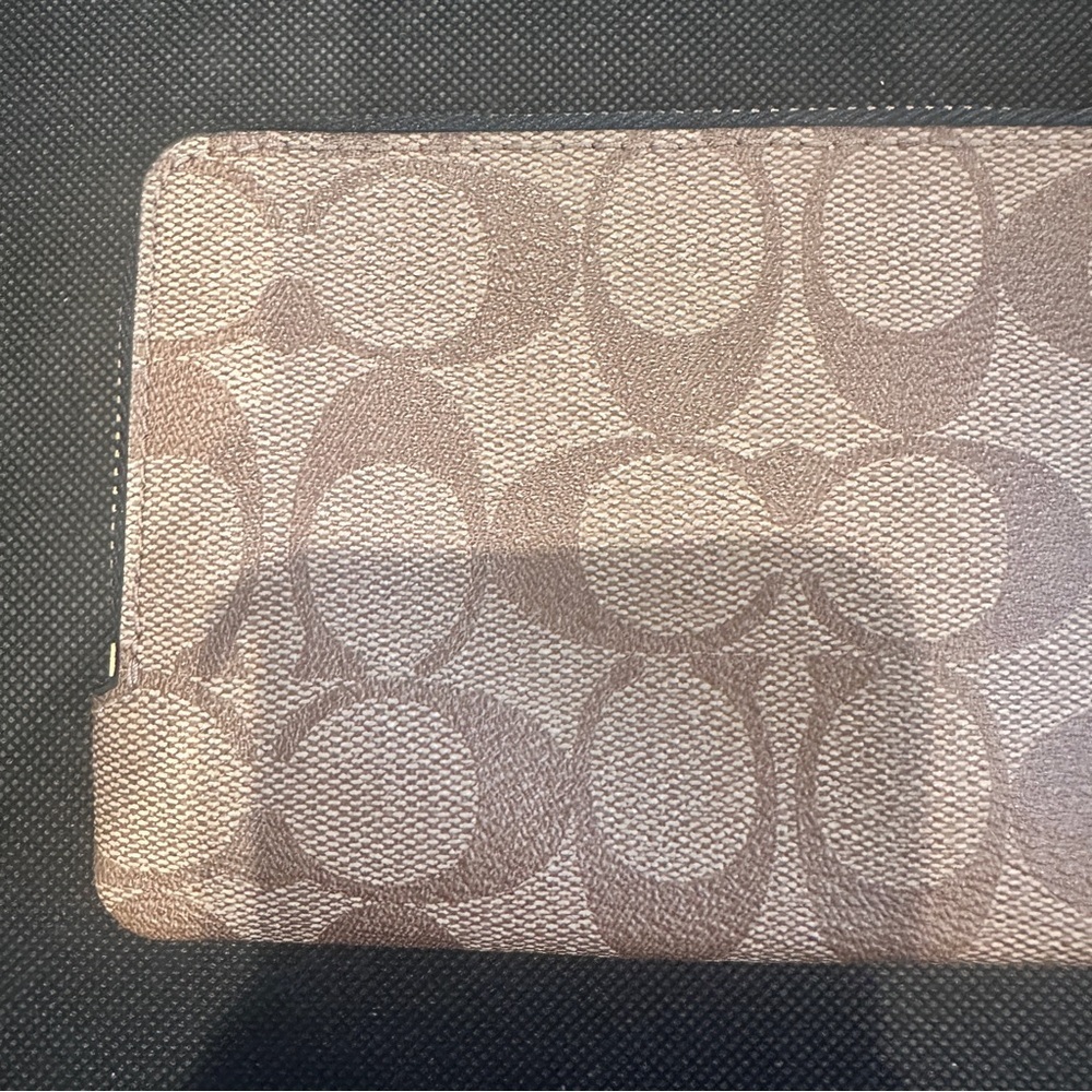 Coach Brown Double Zip Signature Wristlet - Picture 8 of 14
